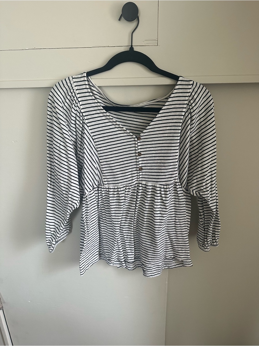 Sonoma Black & White Striped V-Neck Peplum Blouse